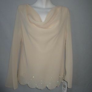 NEW NIGHT WAY L LARGE 12 14 EMBROIDERY BEIGE BIDS